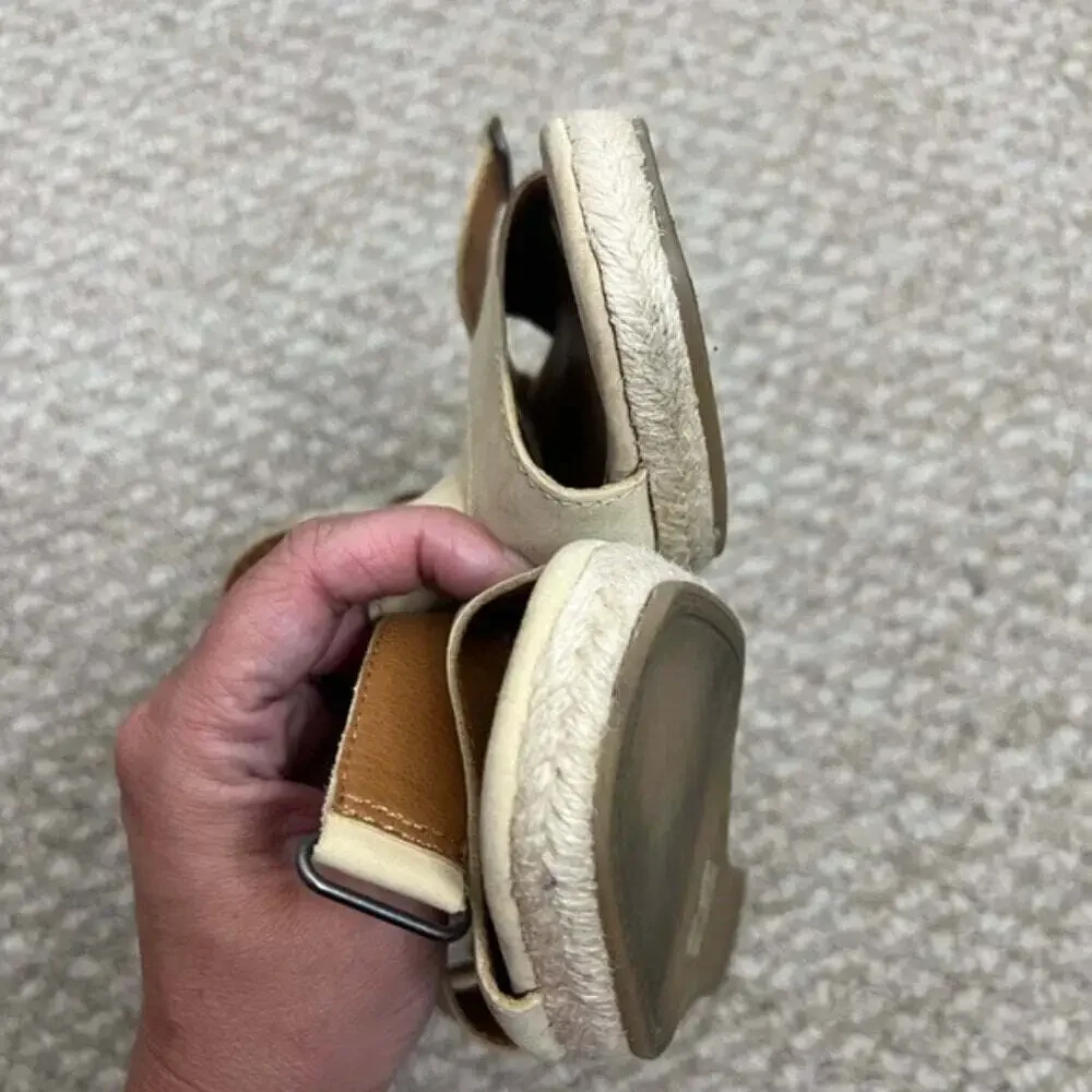 Lucky Brand  Mendona Espadrille Wedge Sandal heels size 7 cream tan